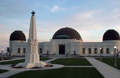 
                    Griffith Observatory viewed from the north end of the lawn at dusk, March 2006.
                                            (Griffith Observatory)
                                        