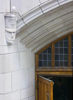 
                    A sculpture of a cadet can be seen at an entrance to Thayer Hall.
                                            (West Point)
                                        