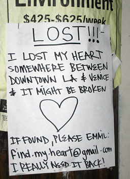 
                    The "Lost Heart" poster.  More than 400 of them have been put up in neighborhoods around Los Angeles.
                                            (Krissy Clark)
                                        