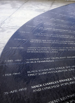 
                    The Civil Rights Memorial honors the achievements and memory of those who lost their lives during the Civil Rights Movement, a period framed by the momentous Brown v. Board decision in 1954 and the assassination of Dr. Martin Luther King in 1968.
                                            (Southern Poverty Law Center)
                                        