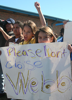 
                    A rally to keep Webb open attracted hundreds of people, including these neighborhood kids.
                                            (Michael May)
                                        