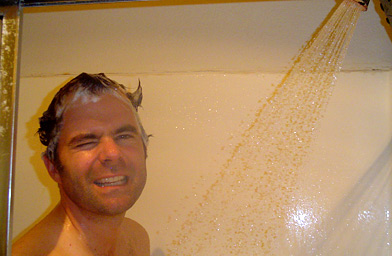 
                    Charlie washes his hair on February 17th. It would be the last time he'd wash his hair for two and a half days.
                                            (Wendy Mok)
                                        