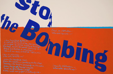 
                    "stop the bombing," silkscreen print, 1967.
                                            (Corita Art Center/Immaculate Heart Community/Joshua White)
                                        