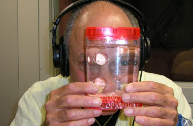
                    George C. Atamian, president and COO of the Amazing Live Sea Monkeys division of Educational Insights, pays a visit to Weekend America's studios, accompanied by many of his closest friends.
                                            (Millie Jefferson)
                                        