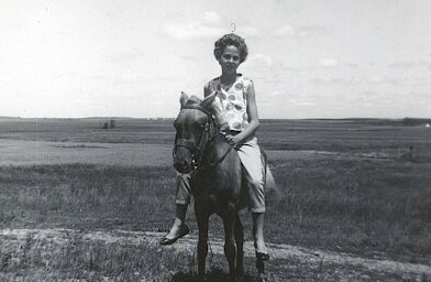 
                    Colleen on a pony in August 1962.
                                            (Debra Marquart)
                                        
