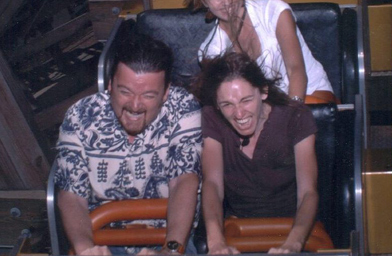 
                    Weekend America's Krissy Clark (right) screams as she takes the rollercoaster wave downward.
                                            (Krissy Clark.)
                                        