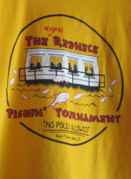 
                    The T-shirts for this year's Redneck Fishing Tournament in Bath, Illinois.
                                            (Kelly McEvers)
                                        