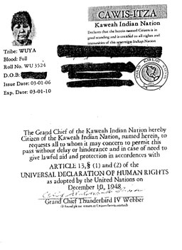 
                    A Kaweah Indian Nation ID card.
                                            (Corinna Scheurich)
                                        