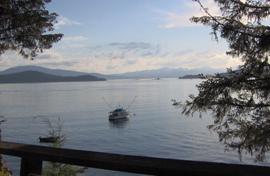 
                    The view of Auke Bay and the neighbors boat from the front porch of Weigel's house.
                                            (Beth Weigel)
                                        