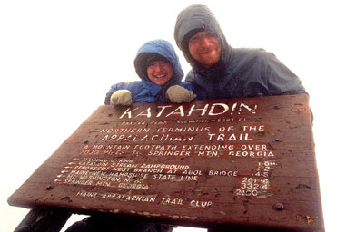 
                    Stephan Frazier and his wife, Stephanie, on the last day of their Appalachian  Trail hike.  Here they are at the top of Mount Katahdin in Maine.
                                            (Stephen Fraizer)
                                        