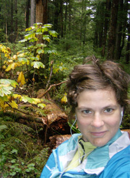 
                    Beth Weigel during her daily walk in Spaulding Meadow, near Juneau, Alaska. On this day, Weigel shared the meadow with a black bear. This was right after she surprised him and he ran off.
                                            (Beth Weigel)
                                        