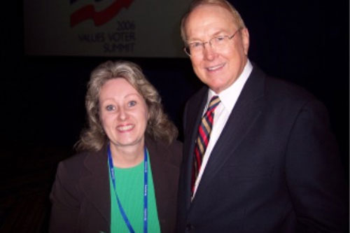 
                    Ohio values voter Diane Stover with Focus and the Family's James Dobson.
                                            (Diane Stover)
                                        