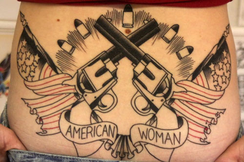 
                    Specialist Andrea Gillingham got this tattoo her first weekend back from service.
                                            (Michael May)
                                        