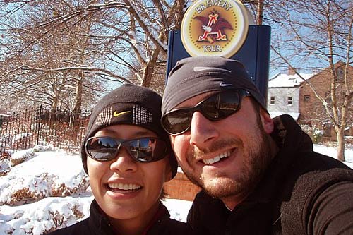 
                    Weekend America listener Jesse Lugus and his wife Michelle on a seven-mile, post-snowfall Sunday run.
                                            (Jesse Lugus)
                                        