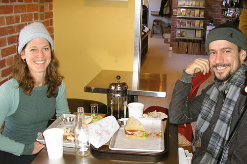 
                    Ann Humphreys and Jonathan Baxter have lunch at 3 Cups.
                                            (Suzie Lechtenberg)
                                        