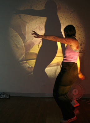 
                    Dance Dance Party Party-er Kelly Vanater dances with her shadow.
                                            (Jasmin Shah)
                                        