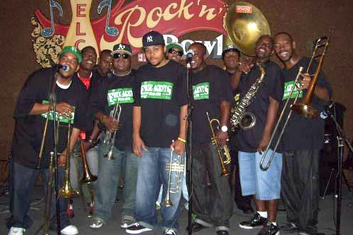 
                    The Free Agents Brass Band at Rock and Bowl in New Orleans, La.
                                            (Terence King)
                                        