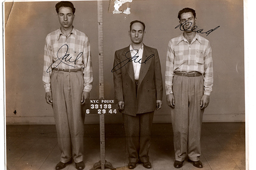 
                    Some police stations, such as this one in New York, would take full body perp line-up mug shots like the one pictured here. These three were brought in for the same crime, and their fates have been written across their chests.
                                            (Courtesy Steidl & Partners Publishing)
                                        