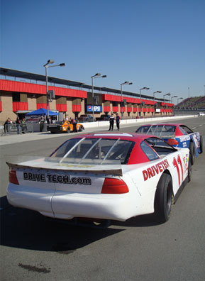 
                    A stock car in pit row, California Speedway.
                                            (Charlie Schroeder)
                                        