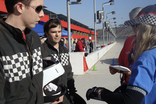 
                    Charlie Schroeder is debriefed before his racing class.
                                            (John Lusitana)
                                        