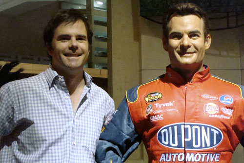 
                    Separated at Birth? Charlie Schroeder and a waxy Jeff Gordon, outside the Las Vegas Madame Tussuad's.
                                            (Wendy Mok)
                                        