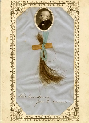 
                    Sixth president John Quincy Adams' locks are a bit more substantial than the sample of his father's hair, which is funny, considering that John Q. Adams was bald.
                                            (Courtesy the Academy of Natural Sciences of Philadelphia)
                                        
