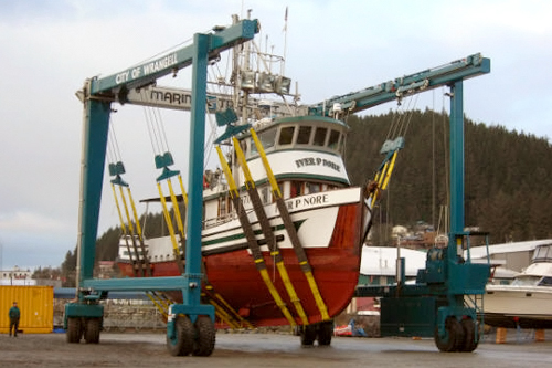 
                    Wrangell's Marine Service Center and Repair yard with its 150-ton travel lift.
                                            (Greg Meissner)
                                        