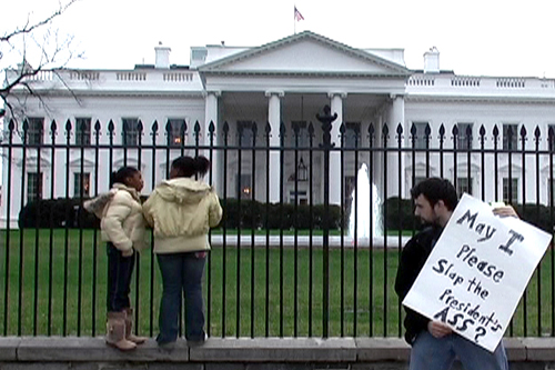 
                    Owen Lowery in front of the White House in a still from a documentary detailing his experiences trying to overcome mental illness.
                                            (Courtesy of  