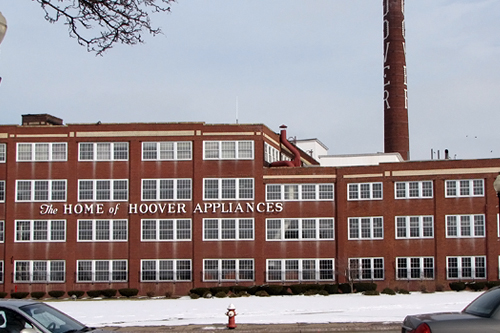 
                    The Hoover Vacuum plant in North Canton, Ohio, now empty, will turn 100 this year. Developers now plan to open a mixed-use facility for retail, housing, manufacturing and even a hotel.
                                            (Mhari Saito)
                                        