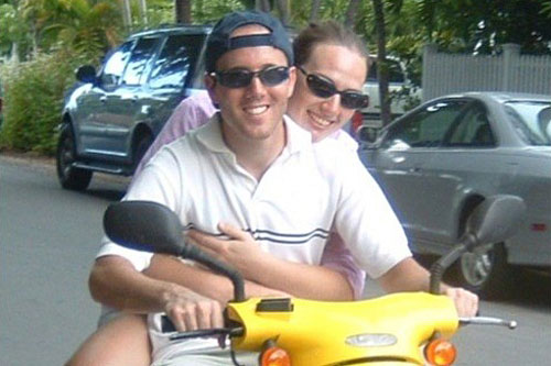 
                    Thomas and Lyndsay Grimes ride a scooter in Key West, Fla.
                                            (Courtesy Thomas Grimes)
                                        