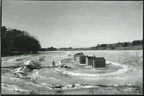 
                    Leighton's fishing camps have been operating from December through March since 1953.
                                            (Sarah Breul/Salt Institute for Documentary Studies)
                                        