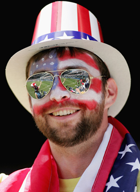 
                    A fan of the United States' soccer team smiles during a match against Canada in July, 2005.
                                            (Jonathan Ferrey/Getty Images)
                                        