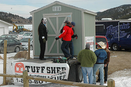 
                    Tuff Shed prepares their "float" for the Frozen Dead Guy Days Cryonics Parade.
                                            (Aaron Storms/Gilpin County News)
                                        