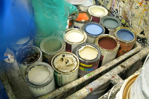 
                    Unused cans of paint ready to be recycled at San Francisco-based Sunset Scavenger waste disposal company.
                                            (Nancy Mullane)
                                        
