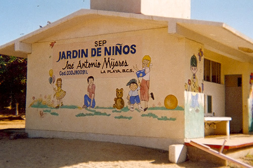 
                    This school in Mexico was painted with recycled paint from Sunset Scavenger.
                                            (Courtesy Sunset Scavenger Recycling Center)
                                        