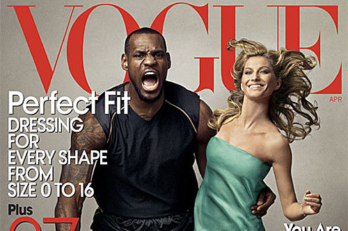 
                    Controversial cover with LeBron James and Gisele Bundchen on cover of Vogue.
                                            (Vogue Magazine)
                                        