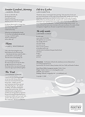 
                    Page two of Alimento's menupoems broadside.
                                            (Courtesy Alimento)
                                        