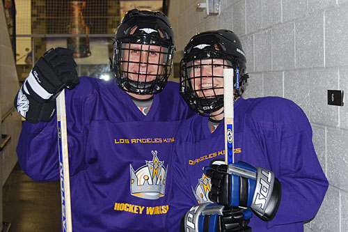 
                    Benjamin and Kelly Salisbury love the Los Angeles Kings and hockey. They're both learning to play at a workshop put on by the team.
                                            (Courtesy Benjamin Salisbury)
                                        