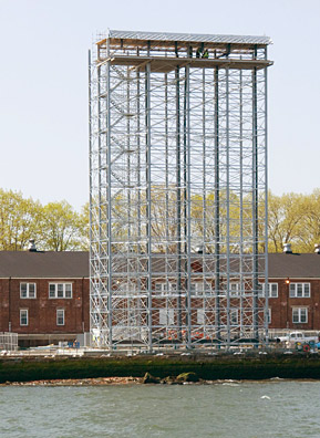 
                    The Governor's Island waterfall mid-construction, April 30, 2008.
                                            (Bernstein Photography)
                                        