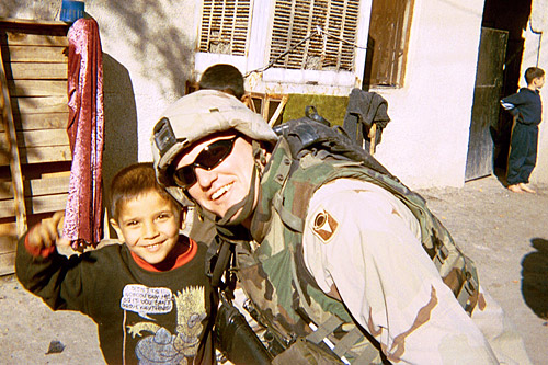 
                    Weekend America guest Paul Reickhoff in Iraq
                                            (Courtesy Iraq and Afghanistan Vets of America)
                                        