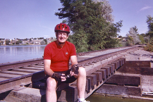 
                    David Jones poses at the "forbidden trestle" close to where he and his sister Candyce used to swim as kids. (It was forbidden because the swimming hole was downstream from a sewage treatment facility.)
                                            (Courtesy Candyce Deddens)
                                        