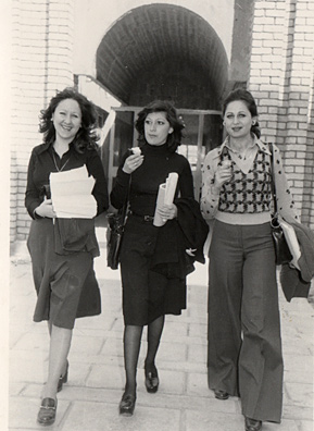 
                    Sulaiman (far left) and her friends at the University in Baghdad in 1974.
                                            (Courtesy Mona Sulaiman)
                                        