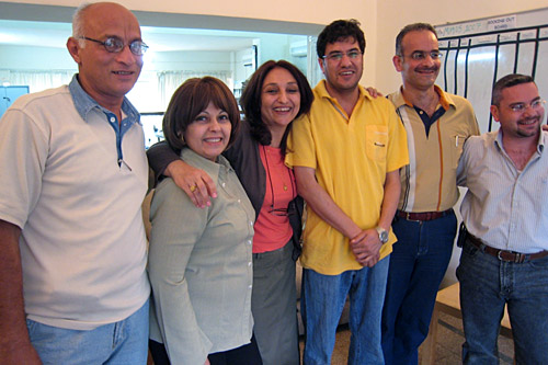 
                    Ali Adeeb al Naemi (second from right) with friends and colleagues at the New York Times Baghdad Bureau.
                                            (Courtesy Ali Adeeb al Naemi)
                                        