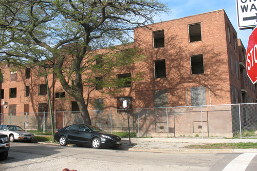 
                    One of the last remaining high-rise public housing buildings in Chicago.  The building has been boarded up since 2002.  If all goes according to plan, this will be the future home of the Public Housing Museum.
                                            (Laurie Stern)
                                        