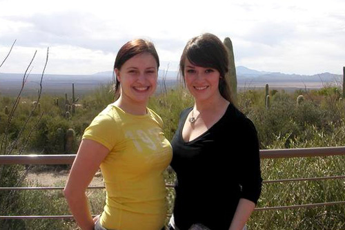 
                    Sarah Hermann (right) and her sister on a desert hike in Tucson.
                                            (Sarah Hermann)
                                        