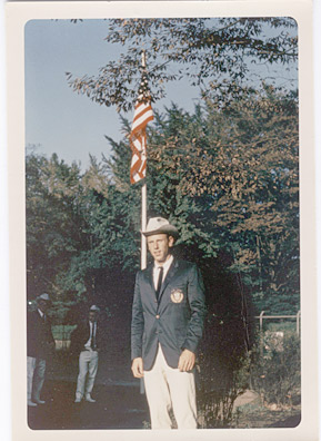 
                    Don Spero pictured in the Olympic Village at the 1964 Tokyo Olympics, in which Spero beat Ivanov in the qualifying rounds and would leave having placed sixth overall.  

Here, Spero wears the official U.S. Olympic Team Dress, which featured a Texas 10 Gallon hat, in honor of then-President Lyndon Johnson.
                                            (Courtesy Don Spero)
                                        