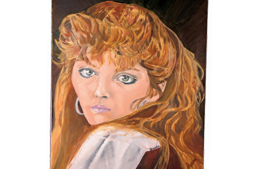 
                    "Heather Come Hither" by Bianka.  Coincidentally, Sean Cole's step-sister is also named Heather. More coincidentally, when his step-sister was a teenager, she looked a lot like the woman in this picture.
                                            (Courtesy Museum of Bad Art)
                                        