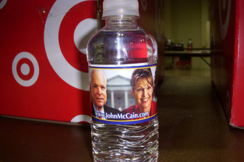 
                    Political water handed out at the convention.
                                            (Jim Gates)
                                        