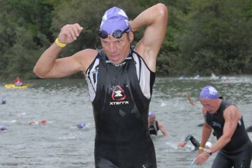 
                    Bomba exits the water at the Vineman Ironman 70.3.
                                            (George Chambers, Jr.)
                                        