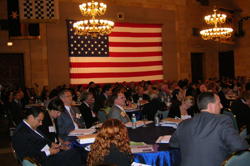 
                    The packed room at the U.S. Chamber of Commerce in Washington, DC, at the meeting of the Partnership for America's Economic Success (PAES).
                                            (Emily Hanford)
                                        